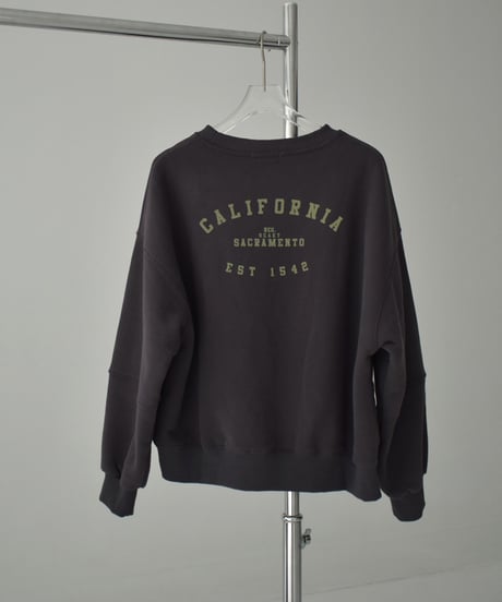 tops-02514　Brushed Back ROGO Sweatshirt Pullover Ecru Gray Charcoal