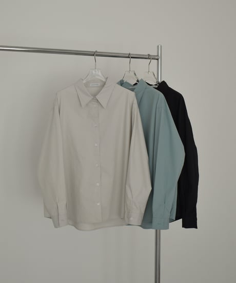 tops-02582 Regular Collar Cotton Shirt Greige, Blue-Green, Black
