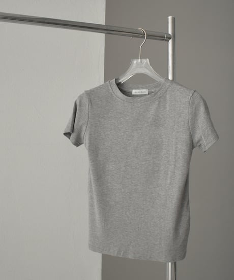tops-02491　Rib Fitted T-shirt　White Gray Black