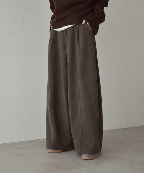 bottoms-02304  Flannel Tuck Wide Pants  Gray Brown Black