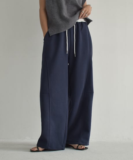 bottoms-02243　Bicolor Waist Relax Pants Greige Navy Black