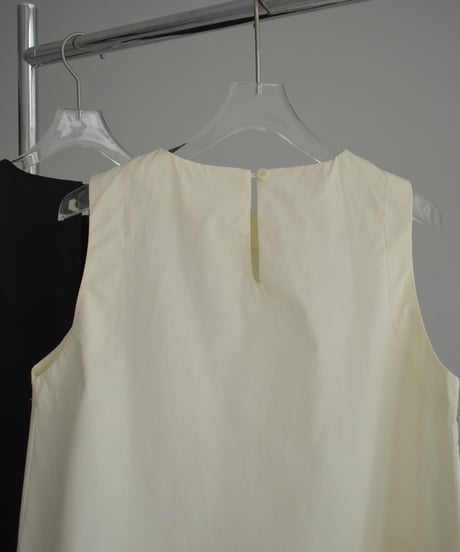 tops-02501　Sleeveless Tent Blouse Ivory Black