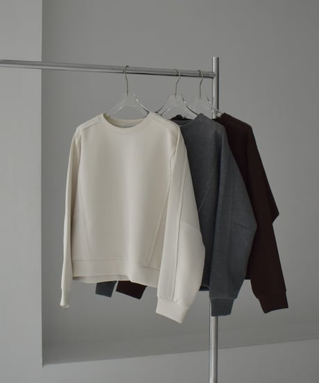tops-02577 Raglan Sleeve Sweatshirt Top Ecru Brown Gray