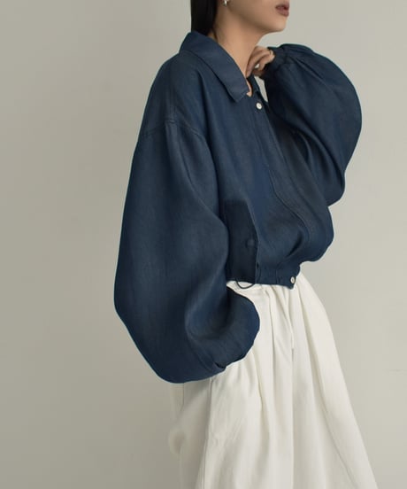 outer-02079　Volume Sleeve Indigo Chambray Blouson