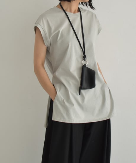 nh-tops-02554 Side slit sleeveless tops  White Gray Dark navy