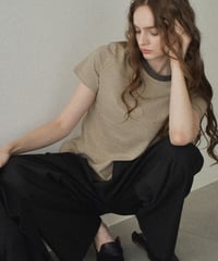 nh-tops-02558  Compact Border Tee  Beige Gray