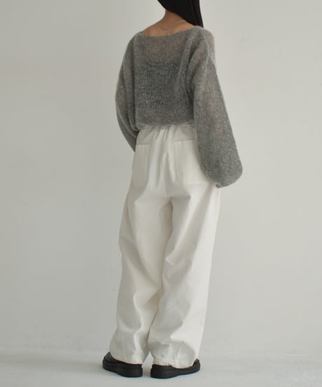 knit-02283　Volume Sleeve Mohair Knit Pullover Ecru Gray Black
