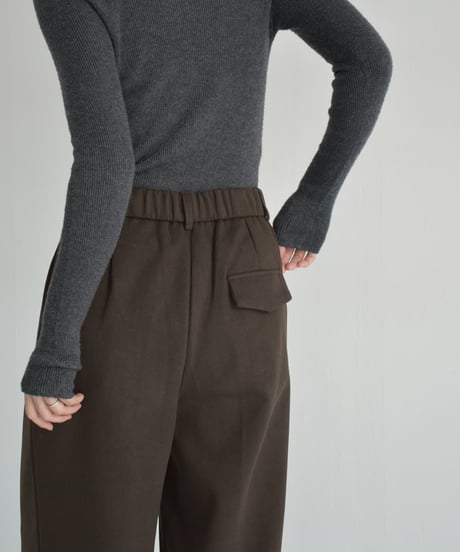 bottoms-02256　Brushed Back Center Press Pants  Brown Black