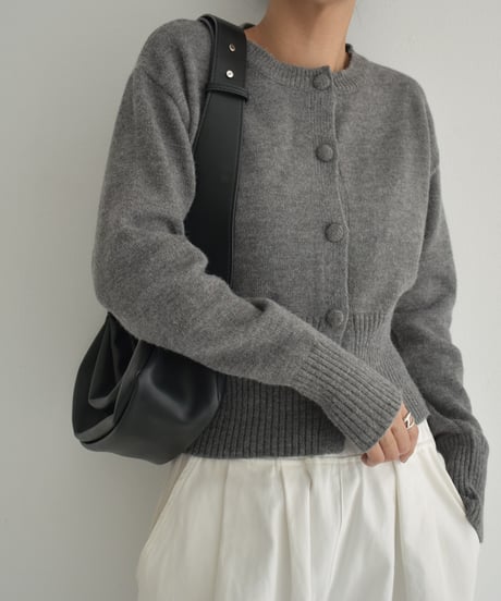knit-02277　Wrapped button design knit Cardigan Gray Black