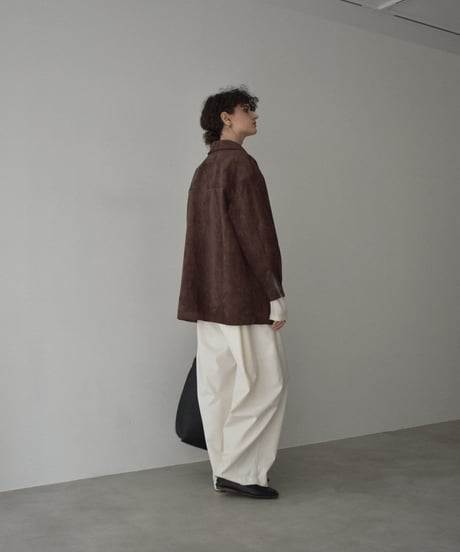 jacket-02024 Faux Suede Mid-Length Outer  Camel Brown
