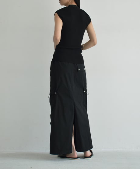 knit-02275　Front Button Summer Ribbed Knit Vest Brown Black