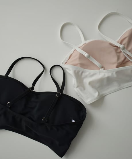 swim-02460　Bandeau Swim Tops　White　Black
