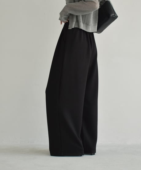 bottoms-02275　Waist Tuck Relaxed Wide Pants　Gray Charcoal Black
