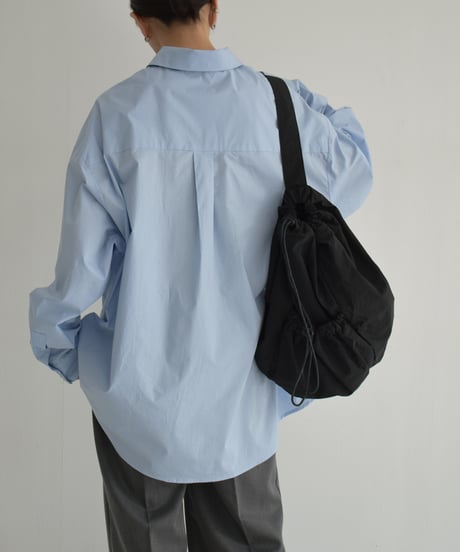 tops-02461　Oversized Shirt White Blue