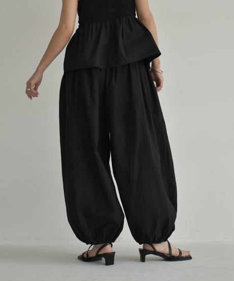 bottoms-02242　Waist Gathered Balloon Pants White Black