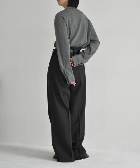 tops-02528　Cuff Sleeve Long T-shirt Gray