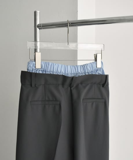 bottoms-12014　Double Waist Tuck Pants Gray
