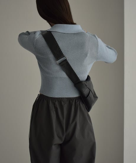 knit-02257　Double Zip Compact Ribbed Knit　Sax　Grey