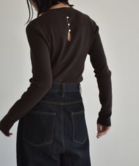 knit-02304　Back Open Fit Knit  Dark Gray Brown Black