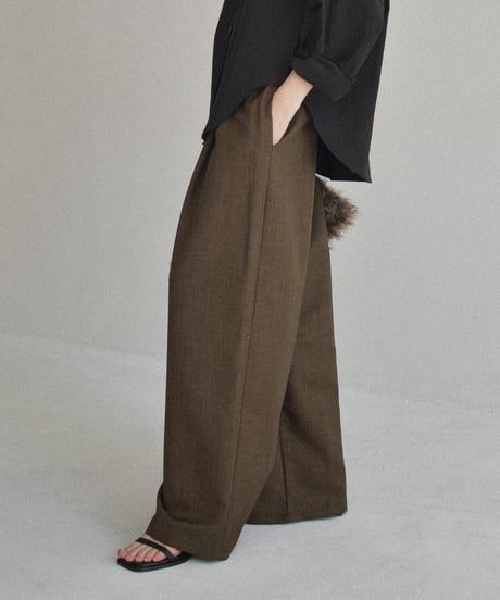 bottoms-02298　Waist-Tuck Relaxed Wide Pants　Brown Black