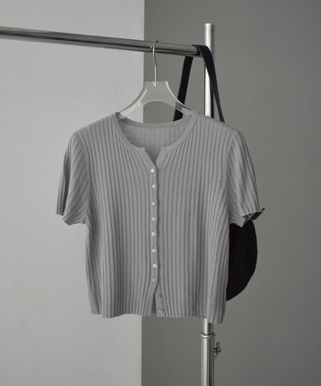 knit-02331　Rib Knit compact Cardigan Off-white Lightgray Darkgray Black