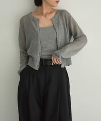knit-02320　Compact Cardigan With Camisole Ecru Gray Turquoise