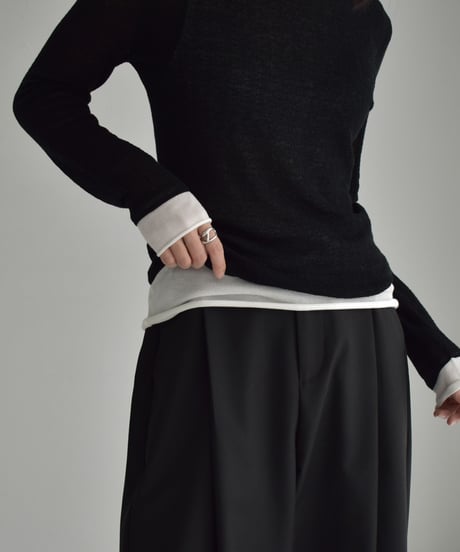 knit-02323　Sheer Layered Knit  Pale-yellow Black