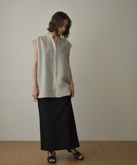 tops-04126 MADE IN JAPAN SHEER SLEEVELESS SHIRT