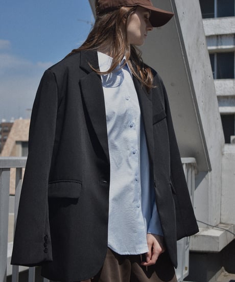 tops-02568　Cocoon Sleeve Shirt　White Blue Black