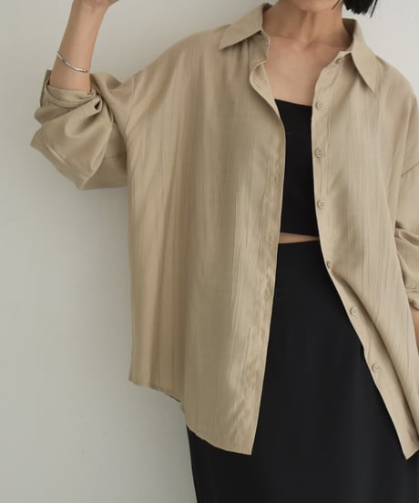 tops-02546　Embossed Loose Shirt  Ecru Beige Mocha