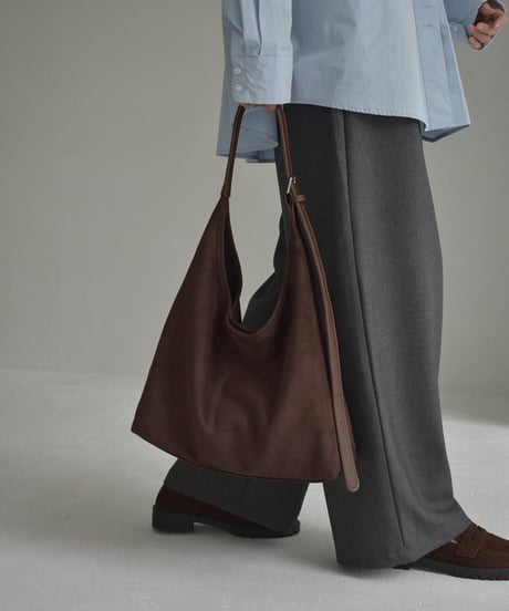 bag2-02667　Faux Suede One Handle Bag　Camel Dark-brown Black