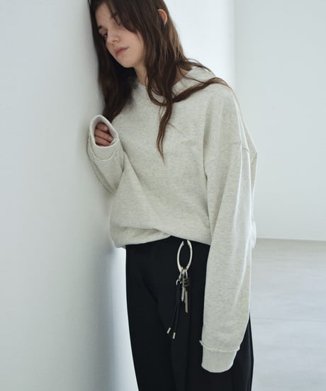 【UNISEX】tops-02591 Cutoff Design Sweat Pullover Oatmeal Light Gray Dark Gray