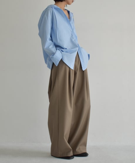 bottoms-02266　Tuck Wide Pants  Ecru Mochabeige Black