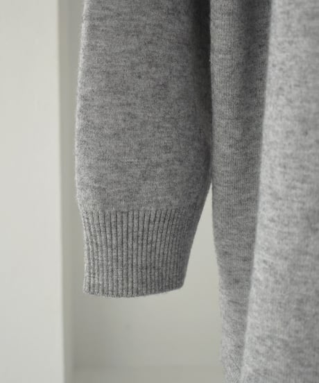 knit-02357  High-gauge Shirt Knit Top  Oatmeal Gray Black