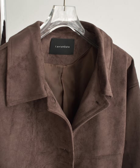 jacket-02024 Faux Suede Mid-Length Outer  Camel Brown