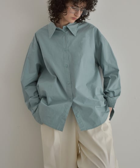 tops-02582 Regular Collar Cotton Shirt Greige, Blue-Green, Black