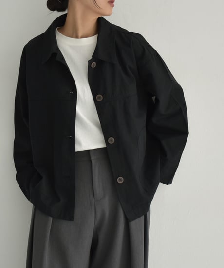 outer-02086　Stained Color Short Coat Beige Black