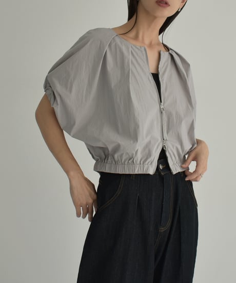 tops-02477　Double-Zip Balloon Tops Gray Black