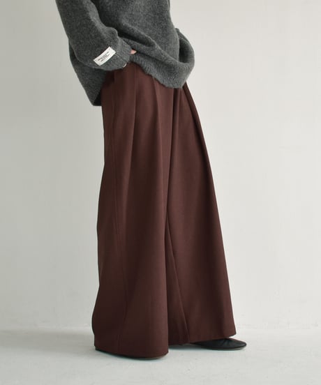 bottoms-02251　Intuck Wide Pants Brown Gray
