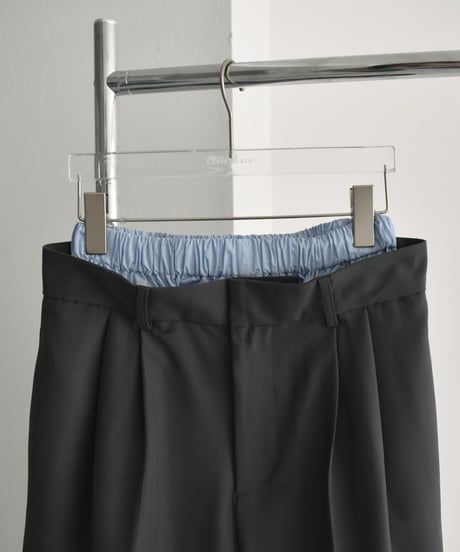 bottoms-12014　Double Waist Tuck Pants Gray