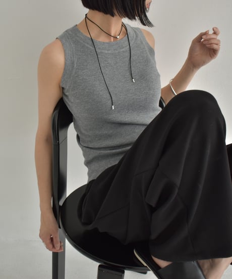nh-knit-02325　Knit Tank Top  Ecru Gray Black