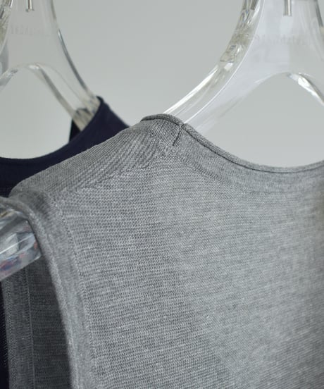 nh-knit-02381 Linen Blend Sheer Knit Vest  Ecru Gray Navy