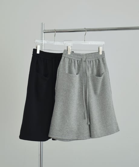 bottoms-02327 Sweat Half Pants  Gray Black