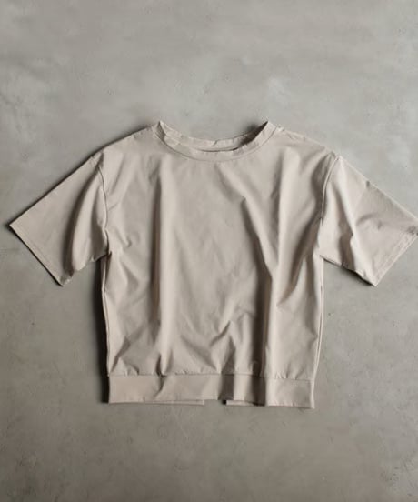 swim-04001　Made in Japan Short Sleeve Back Slit Rash Guard Beige