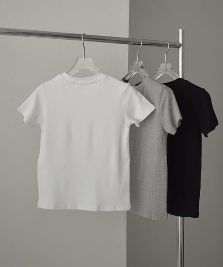 tops-02491　Rib Fitted T-shirt　White Gray Black
