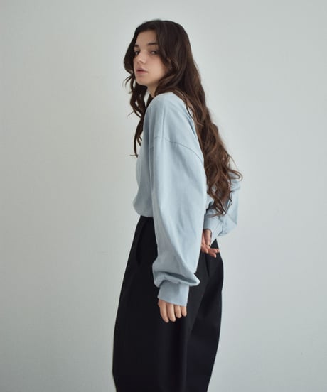 nh-tops-02595 Volume Sleeve Long T-Shirt White Blue Black