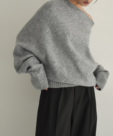 knit-02294　Loose Dolman Knit Off-White Gray Black