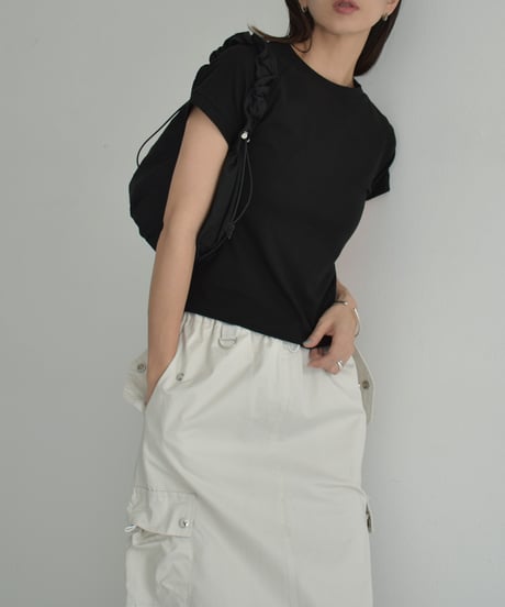 tops-02489　Raglan Sleeve T-shirt White Charcoal Black