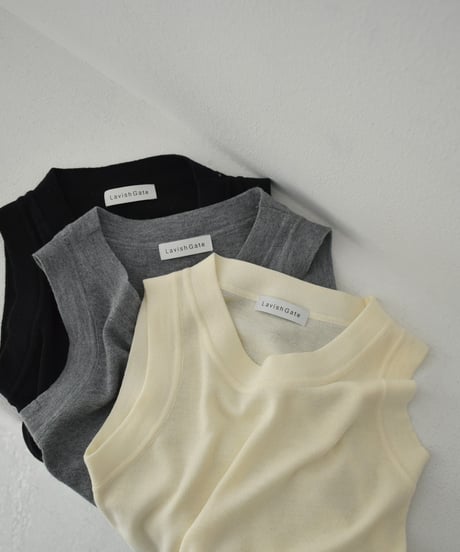 nh-knit-02325　Knit Tank Top  Ecru Gray Black