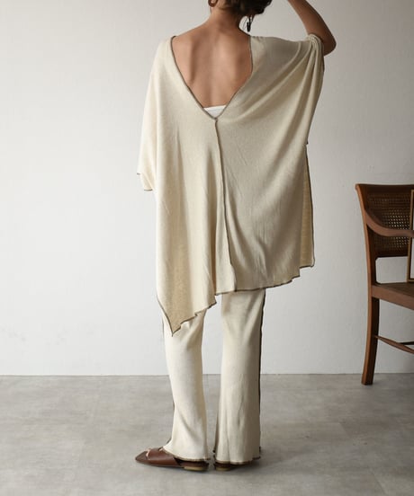 tops-04040　 MADE IN JAPAN COTTON LINEN RIB CAFTAN